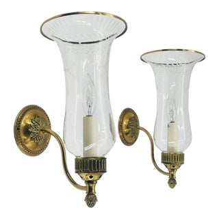 1990s Charles Edwards London Brass Hurricane Wall Sconces - a Pair For Sale