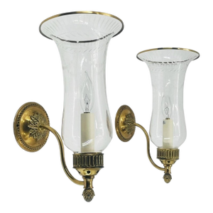 1990s Charles Edwards London Brass Hurricane Wall Sconces - a Pair
