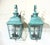 2000 - 2009 Pair of Verdigris Finish Steel Outdoor Wall Sconces - Seeded Glass 18”x 8”x 9” For Sale - Image 5 of 16