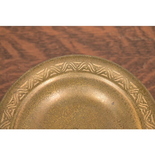 Tiffany Studios New York Bronze Doré Pedestal Bowl or Compote Dish With Decorative Border For Sale In South Bend - Image 6 of 11
