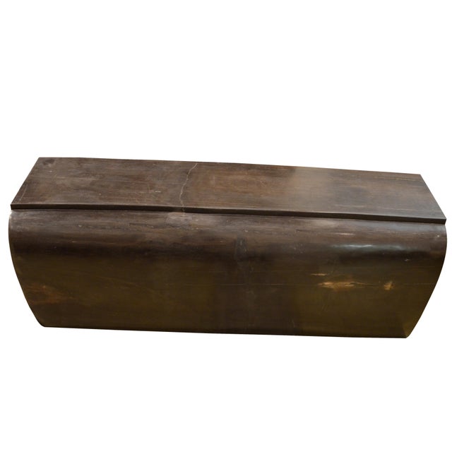 High quality super smooth petrified wood log bench. Stunning charcoal grey and black tones make this an impressive piece...