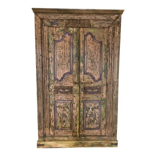 Antique Rustic Large Wood Armoire For Sale