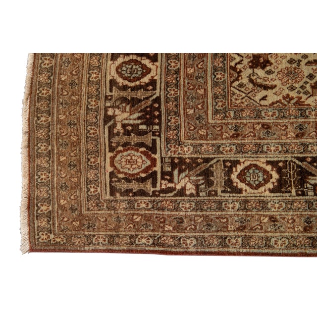 Beige Early 20th Century Antique Persian Tabriz Rug 7 X 11 For Sale - Image 8 of 11