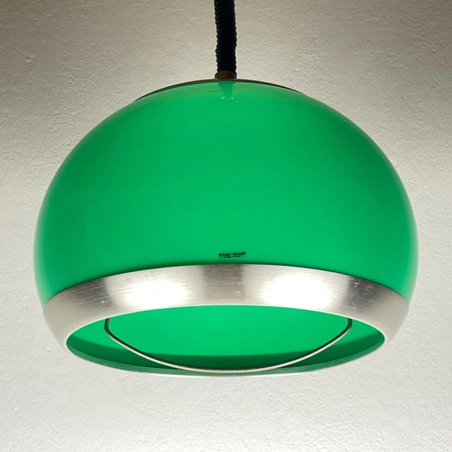 Mid-Century Green Plastic Pendant Lamp from Stilux Milano, 1972 For Sale - Image 9 of 13