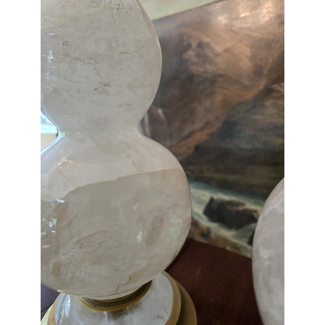 1990s 1990s Post Mid Century Modern Pair Rock Crystal Lamps - a Pair For Sale - Image 5 of 9