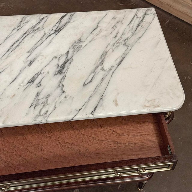 French Mahogany Louis XVI Style Two-Door Buffet With Carrara Marble Top For Sale - Image 18 of 18