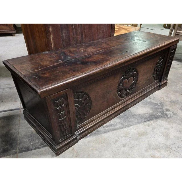 Antique Walnut Wedding Chest, 1600s For Sale - Image 3 of 3