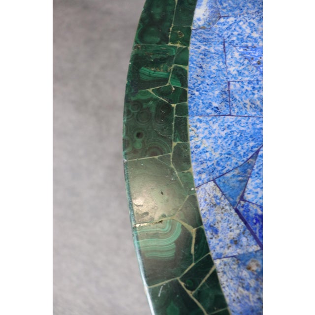 1950s Lapis and Malachite Center Table With Metal Base For Sale - Image 5 of 10