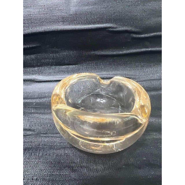 Vintage 1960s Signed by Daum Nancy France Amber Color Crystal Ashtray For Sale In Washington DC - Image 6 of 11