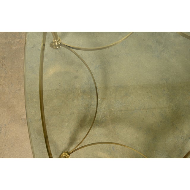 LaBarge Hollywood Regency Brass and Glass Hooved Feet Cocktail Table, Circa 1960s For Sale In South Bend - Image 6 of 14