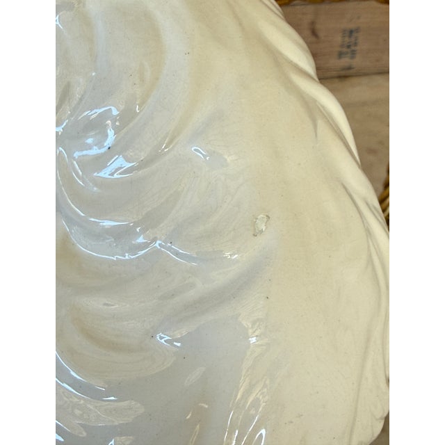 Mid 20th Century Vintage Italian Glazed Ceramic White Dog Figurine For Sale - Image 5 of 12