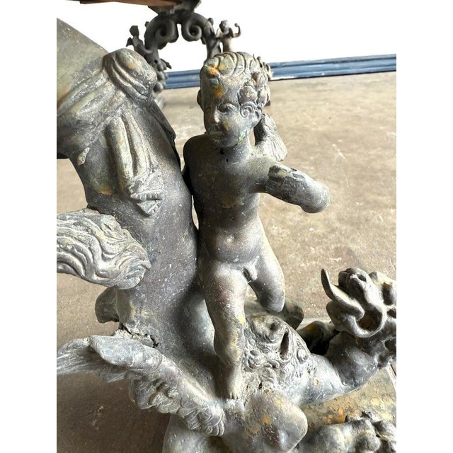 French Bronze Figural Coffee Table With Travertine Top For Sale - Image 9 of 10