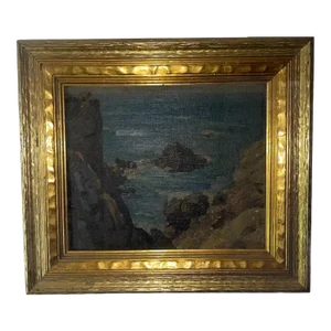 Mid 20th Century Isabel Branson Cartwright Seascape Painting, Oil on Panel, " From the Highlands Carmel California", Framed