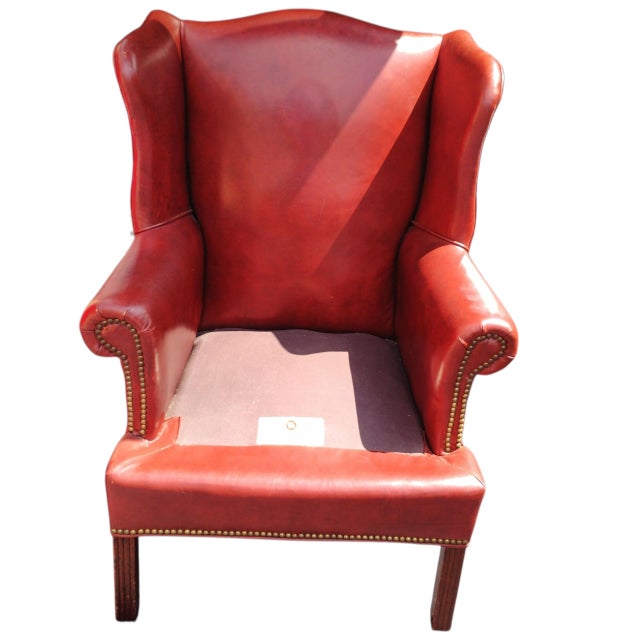 Experience the Pinnacle of American Craftsmanship With This Rare Cognac Leather Wingback Chair by Old Hickory Tanery For Sale In Raleigh - Image 6 of 7
