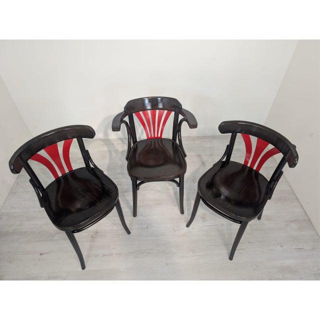 25 Armchair in Beech with Red Fan from Ton, 1965 For Sale - Image 10 of 14
