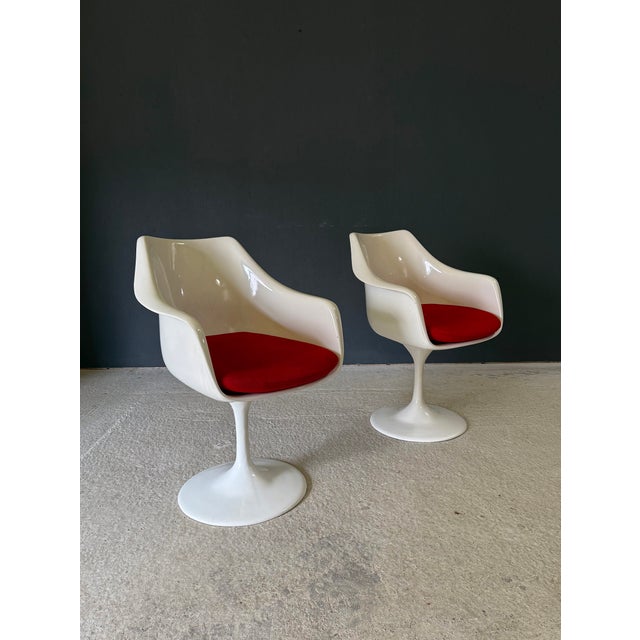 Red Mid-Century Modern Tulip Swivel Armchairs, 1960s, Set of 2 For Sale - Image 8 of 18