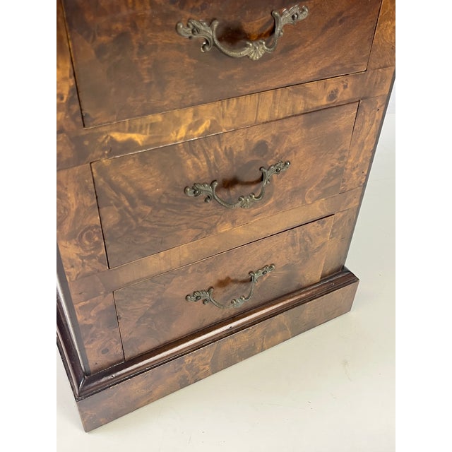 Vintage Italian Burl Wood 4-Drawer Nightstand or Side Chest For Sale - Image 11 of 13