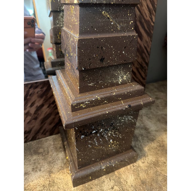 Brown A Pair of Irwin and Lane Faux Porphyr Reticulated Obelisks For Sale - Image 8 of 9