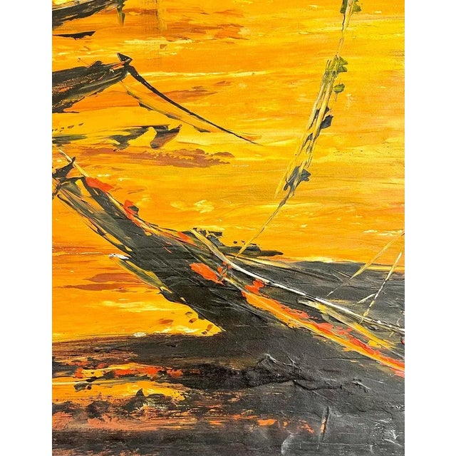 Paint 1940s Nautical Oil Painting of Fishing Boats, Framed For Sale - Image 7 of 13