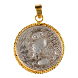 Antique Ancient Greek Owl Coin Pendant