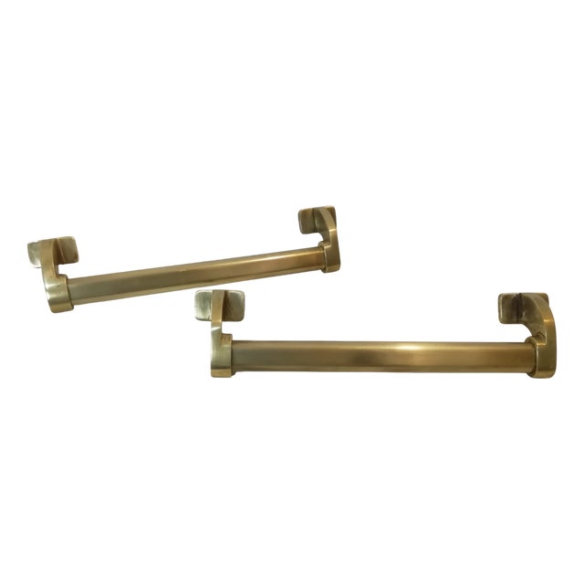 Vintage Italian Brass Door Handles, 1940s, Set of 2 For Sale