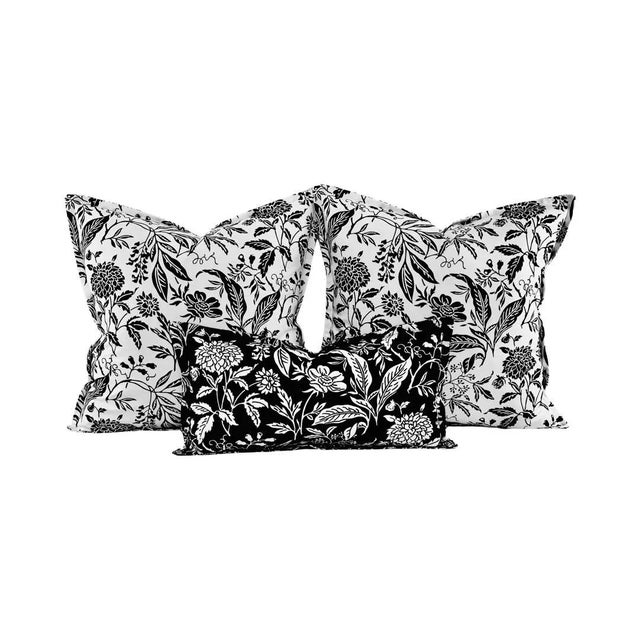 Premier Prints MM Designs White Black Botanical Floral Leaf Leaves Pillow Covers- 3 Pc Set For Sale - Image 10 of 10