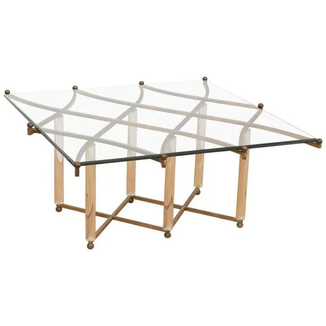 Gold Charles Hollis Jones "Treillage" Cocktail Table – Brass & Lucite Mid-Century Masterpiece For Sale - Image 8 of 8