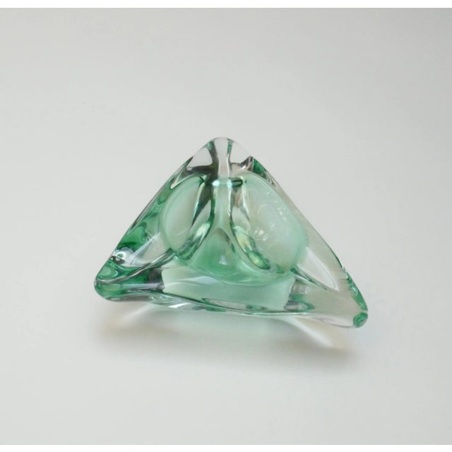 Italian Green Art Glass Triangular Bowl, 1960s For Sale - Image 4 of 7