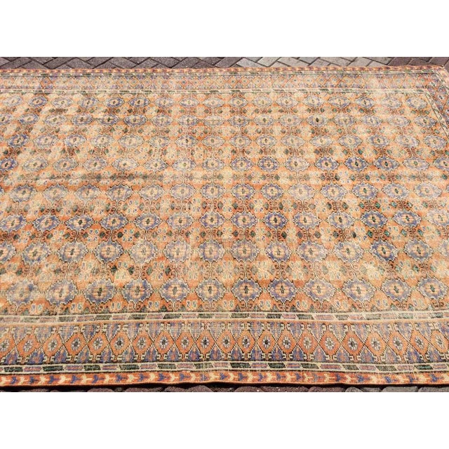 Mid-Century Modern Vintage Distressed Bukhara Area Rug - 85" X 124" For Sale - Image 3 of 8
