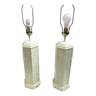 Vintage Palm Beach Regency Faux Bamboo Pagoda Table Lamp - a Pair For Sale