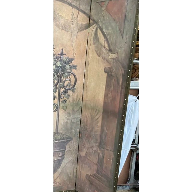 Green Maitland Smith Style Neoclassical Italian Style Room Divider Screen For Sale - Image 8 of 18