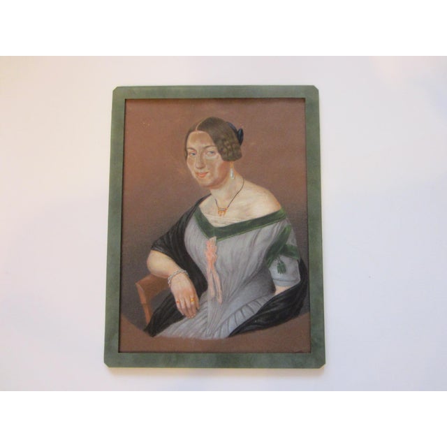 G L Lewin Pastel Gouache Portrait Signed Circa 1848 Rococo Gilt Frame For Sale - Image 14 of 14