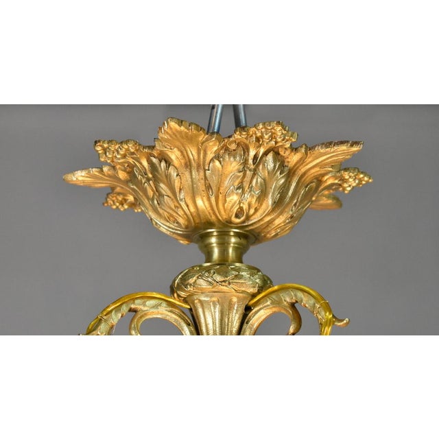 Antique Napoleon III French Empire Chandelier in Bronze and Alabaster For Sale - Image 11 of 16