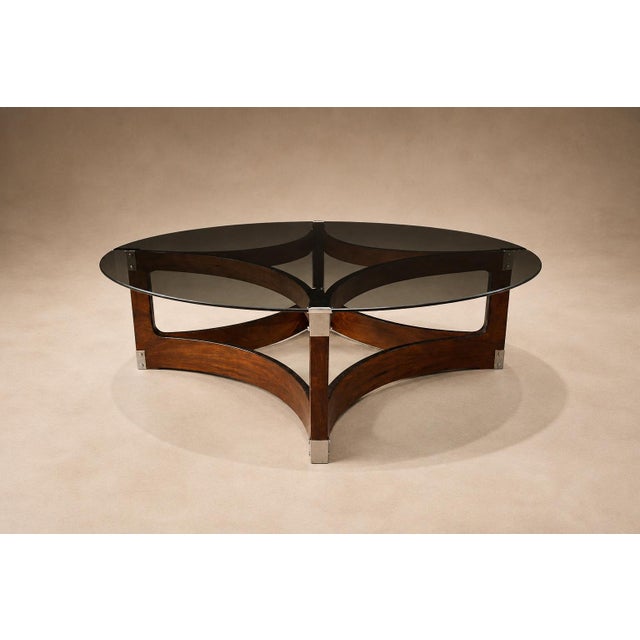Brazilian Modern Round Coffee Table in Bent Rosewood and Glass by Novo Rumo, Brazil, 1960s For Sale - Image 11 of 16