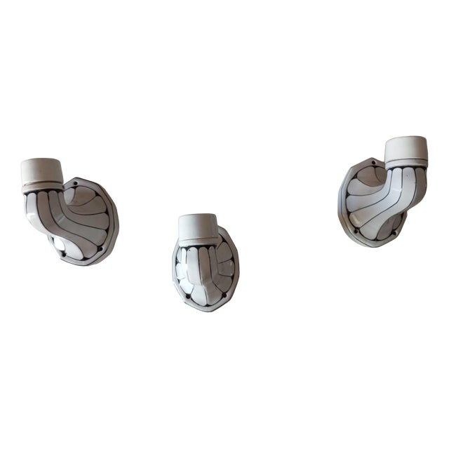 Art Noveau Appliques in Brunquell Porcelain, Germany, 1960s, Set of 3 For Sale