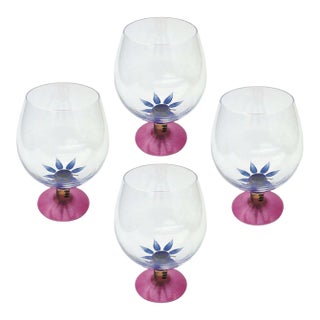1980s Kosta Boda Palm Trees Brandy Cognac Glasses Set of 4 For Sale