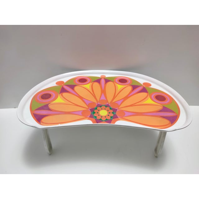 Green Modernist Floral Bean-Shaped Plastic Bed Tray, Italy, 1970s For Sale - Image 8 of 15