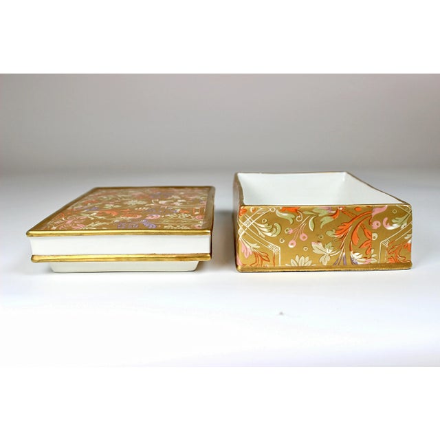 Ceramic 1960's Gilded Italian Floral Porcelain Trinket Box For Sale - Image 7 of 11
