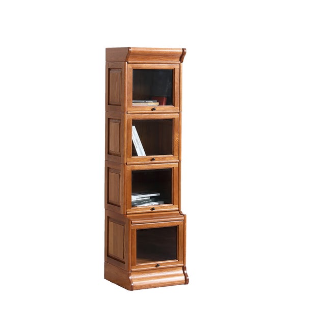 Mission Narrow Barrister Bookcase - Beveled Glass - Micheals Cherry For Sale - Image 12 of 17