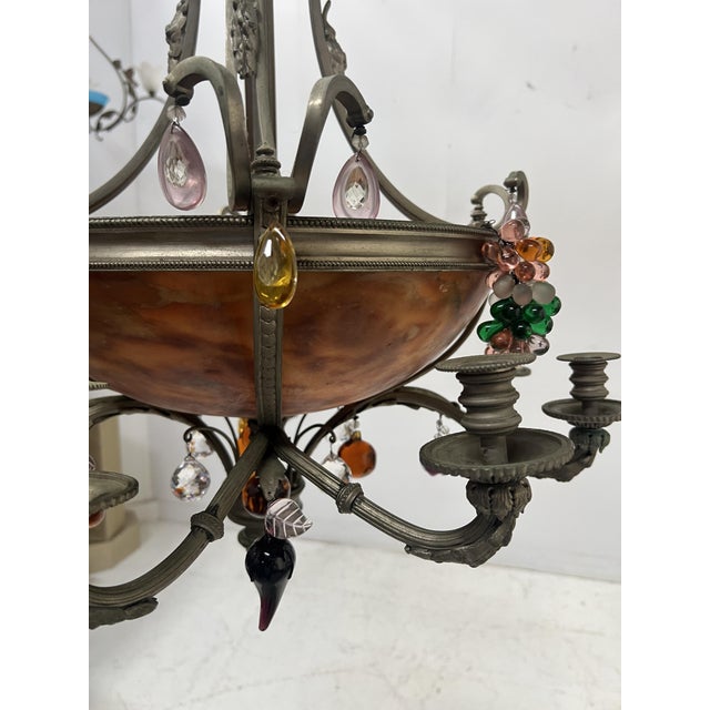 19th Century Napoleon III Bronze and Alabaster Chandelier with Eight Lights For Sale - Image 3 of 18