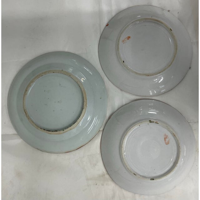 Chinese Set of 3 Chinese Export Porcelain Famille Rose Medallion Small Plates/ Saucers For Sale - Image 3 of 8