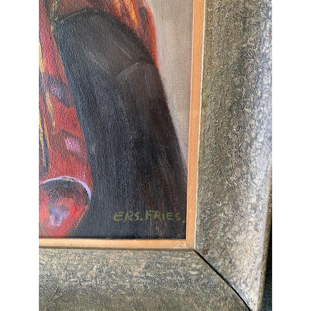 Beautiful African Woman Oil on Board Painting by Elwood Fries For Sale - Image 4 of 11