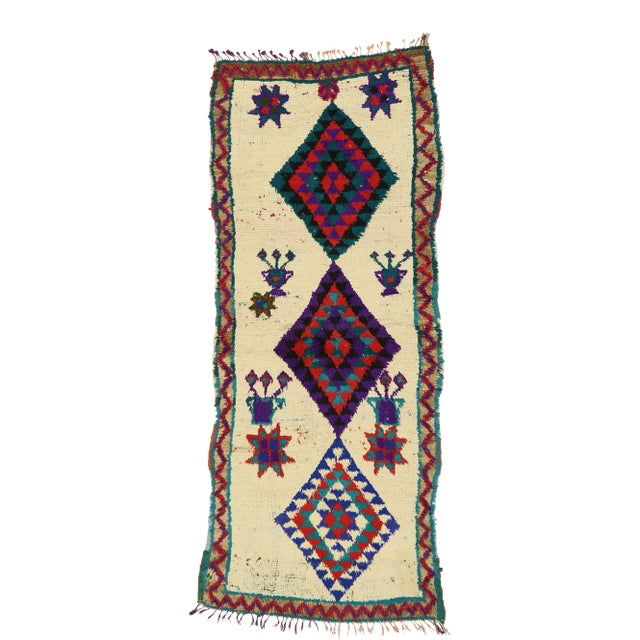 Vintage Berber Moroccan Azilal Rug - 03’05 X 08’03 For Sale
