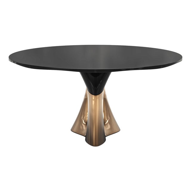 "Modena" Round Table With Bronze and Stainless Steel, Handmade For Sale - Image 11 of 12
