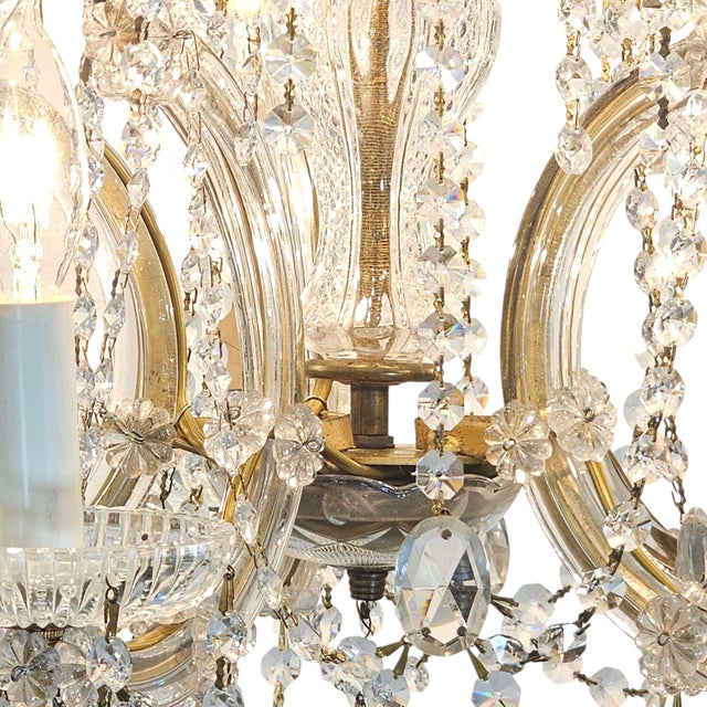 Mid-Century Italian 10-Arm Crystal Chandelier With Turkish Teardrop Prisms, c.1950s For Sale In San Francisco - Image 6 of 15