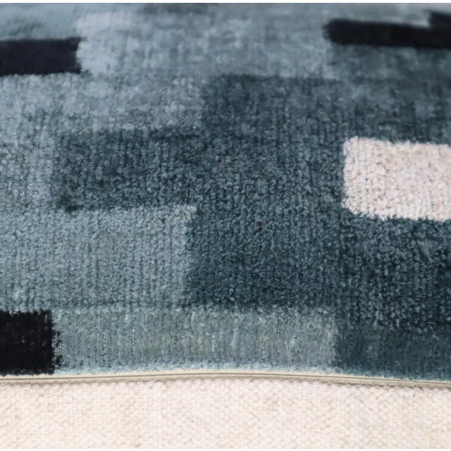 Contemporary Black Gray Velvet Throw Pillow & Down Insert For Sale - Image 10 of 11