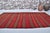 1960s Vintage Crimson Red Turkish Striped Kilim Rug With Geometric Border Details For Sale - Image 5 of 10