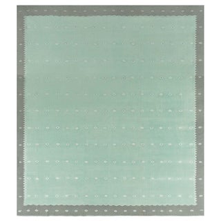 Doris Leslie Blau Vintage Indian Dhurrie Green Rug For Sale
