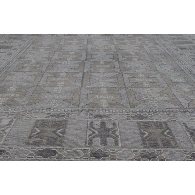 2020s Modern Turkish Oushak Rug With Shades of Gray With Tribal Design For Sale - Image 5 of 12