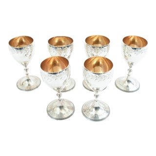 Antique Sterling Silver Set Six Barware Drinking Cups For Sale